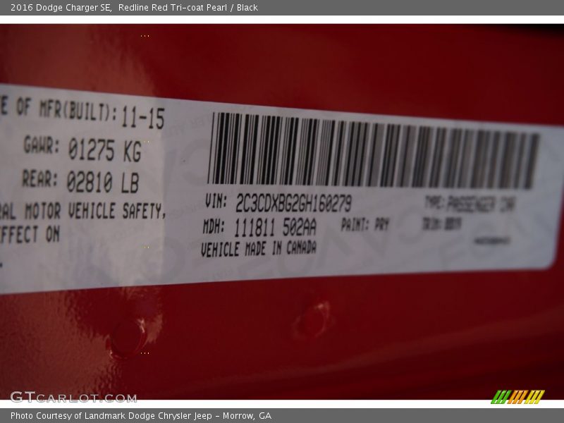 2016 Charger SE Redline Red Tri-coat Pearl Color Code PRY