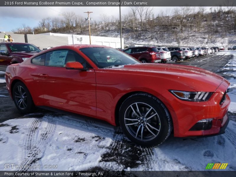 Competition Orange / Dark Ceramic 2016 Ford Mustang EcoBoost Premium Coupe