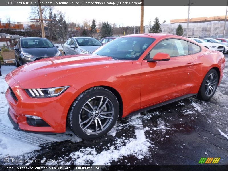 Competition Orange / Dark Ceramic 2016 Ford Mustang EcoBoost Premium Coupe