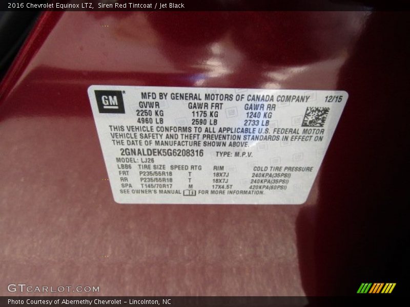 Siren Red Tintcoat / Jet Black 2016 Chevrolet Equinox LTZ
