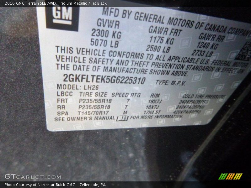 Iridium Metallic / Jet Black 2016 GMC Terrain SLE AWD
