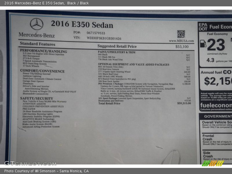 Black / Black 2016 Mercedes-Benz E 350 Sedan