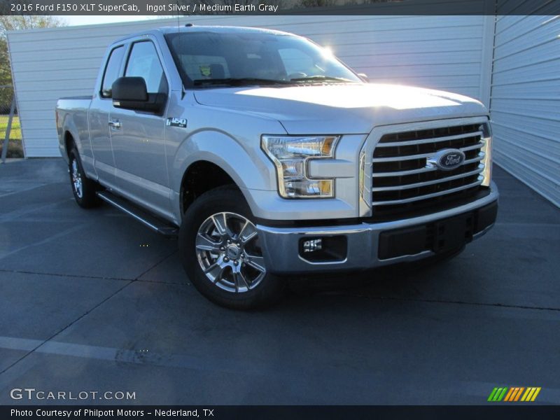 Ingot Silver / Medium Earth Gray 2016 Ford F150 XLT SuperCab