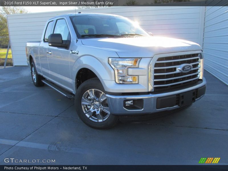 Ingot Silver / Medium Earth Gray 2016 Ford F150 XLT SuperCab