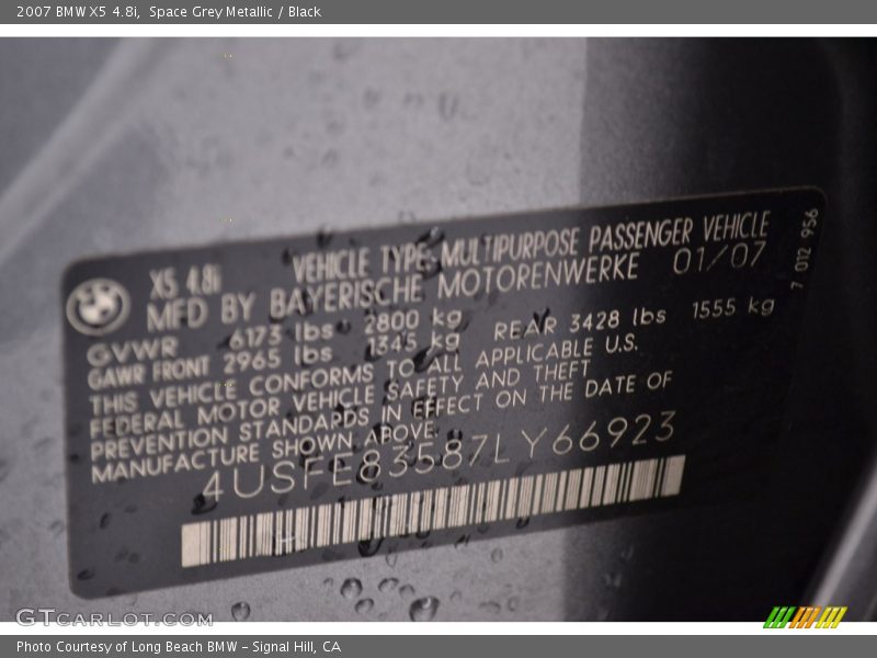 Space Grey Metallic / Black 2007 BMW X5 4.8i