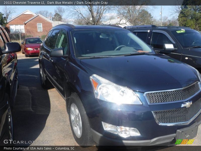 Dark Blue Metallic / Dark Gray/Light Gray 2011 Chevrolet Traverse LS