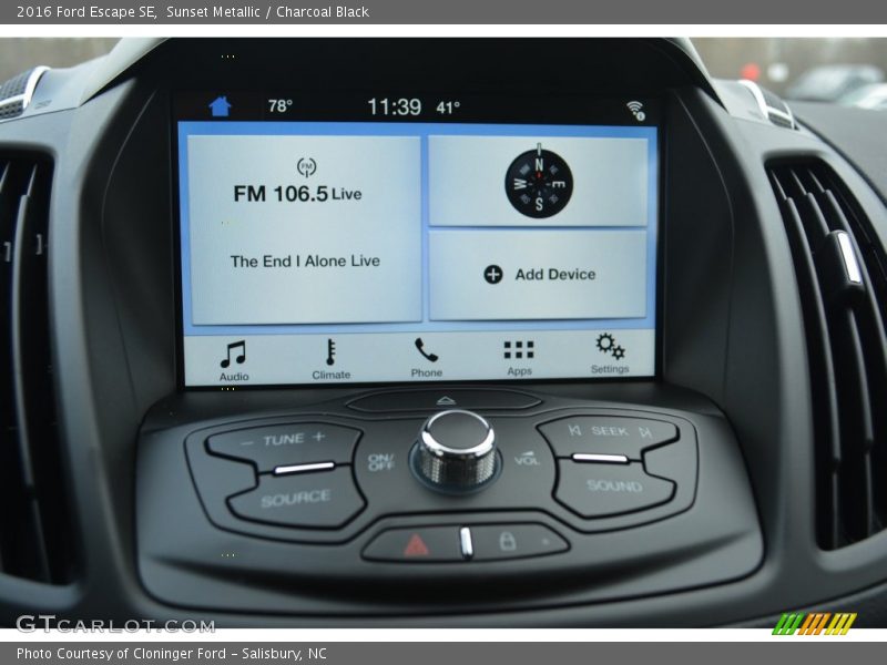 Sunset Metallic / Charcoal Black 2016 Ford Escape SE