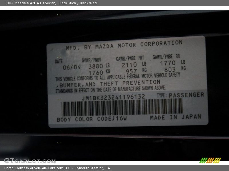 Black Mica / Black/Red 2004 Mazda MAZDA3 s Sedan