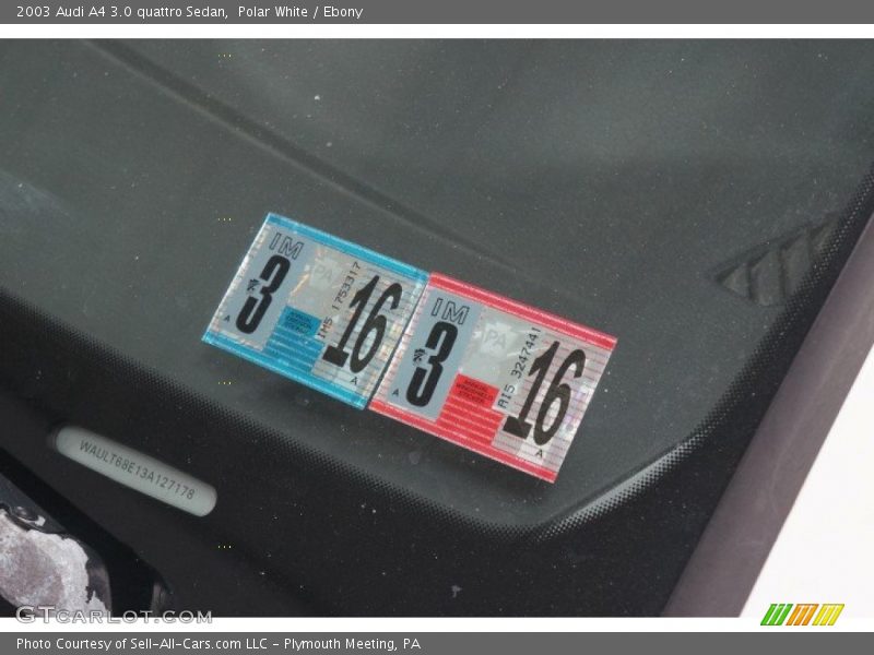 Polar White / Ebony 2003 Audi A4 3.0 quattro Sedan