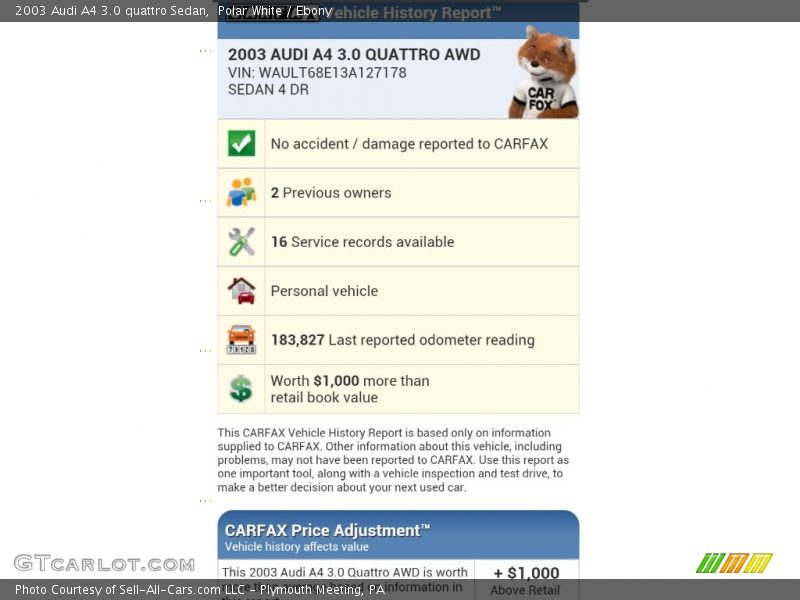 Polar White / Ebony 2003 Audi A4 3.0 quattro Sedan