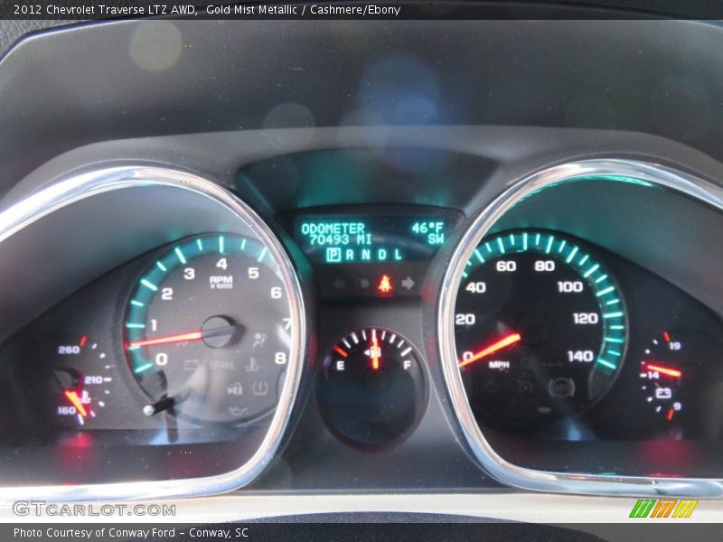 Gold Mist Metallic / Cashmere/Ebony 2012 Chevrolet Traverse LTZ AWD