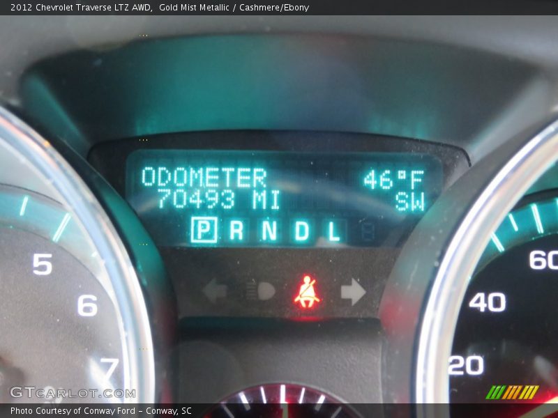Gold Mist Metallic / Cashmere/Ebony 2012 Chevrolet Traverse LTZ AWD