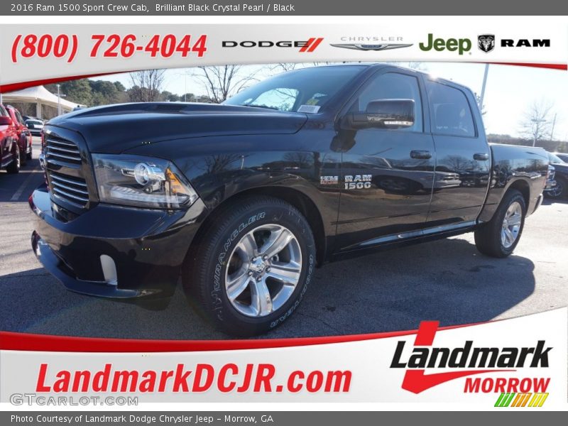 Brilliant Black Crystal Pearl / Black 2016 Ram 1500 Sport Crew Cab