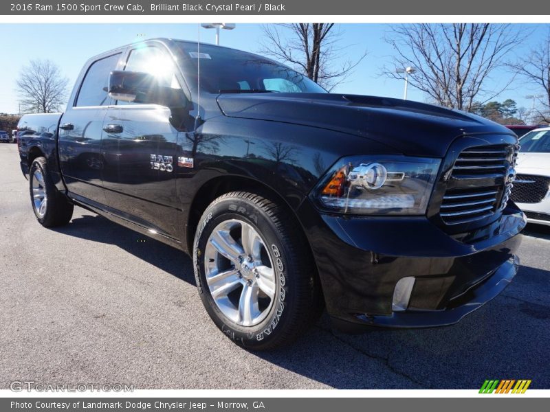 Brilliant Black Crystal Pearl / Black 2016 Ram 1500 Sport Crew Cab