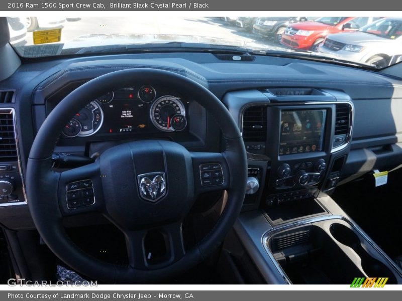 Brilliant Black Crystal Pearl / Black 2016 Ram 1500 Sport Crew Cab