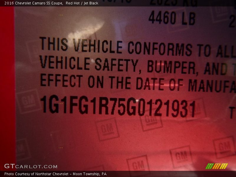 Red Hot / Jet Black 2016 Chevrolet Camaro SS Coupe