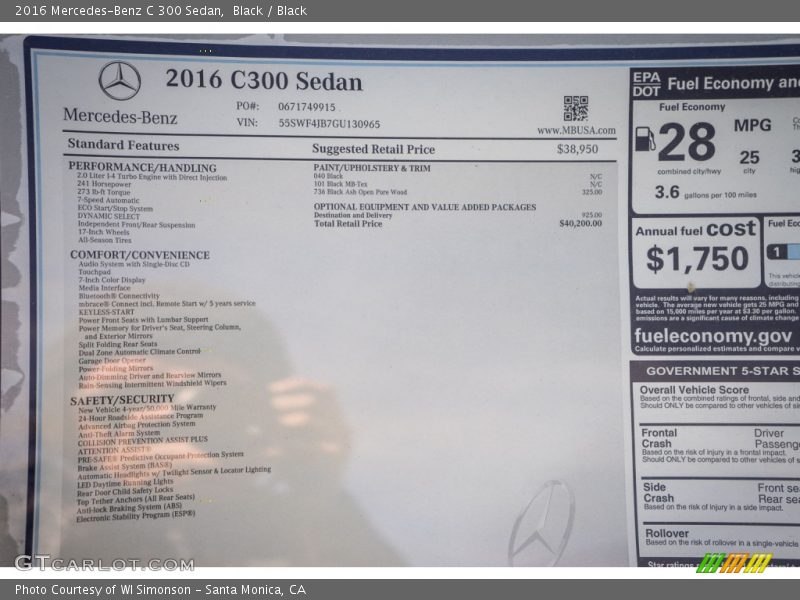 Black / Black 2016 Mercedes-Benz C 300 Sedan
