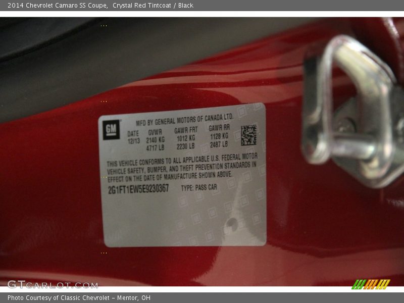 Crystal Red Tintcoat / Black 2014 Chevrolet Camaro SS Coupe
