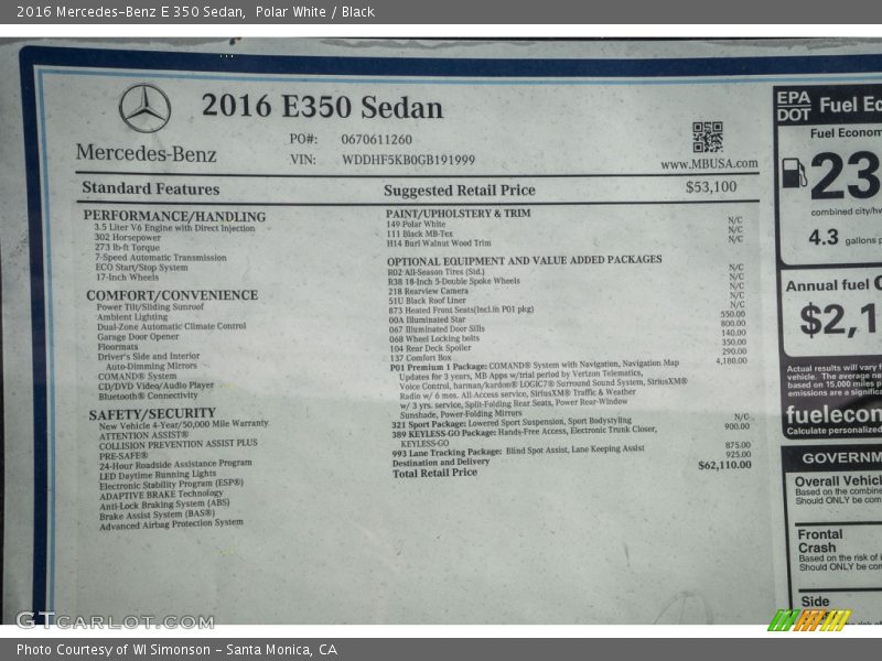 Polar White / Black 2016 Mercedes-Benz E 350 Sedan