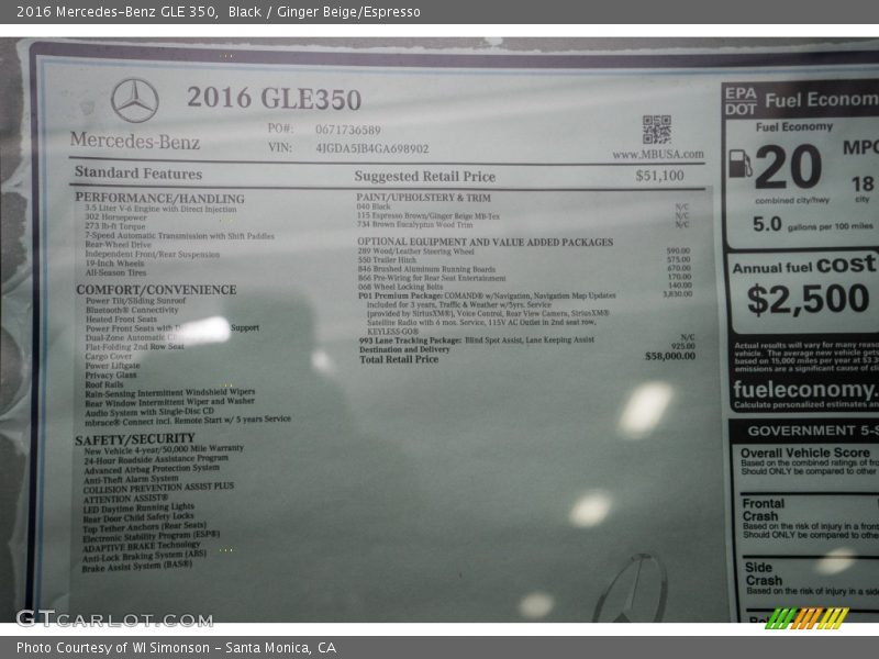 Black / Ginger Beige/Espresso 2016 Mercedes-Benz GLE 350