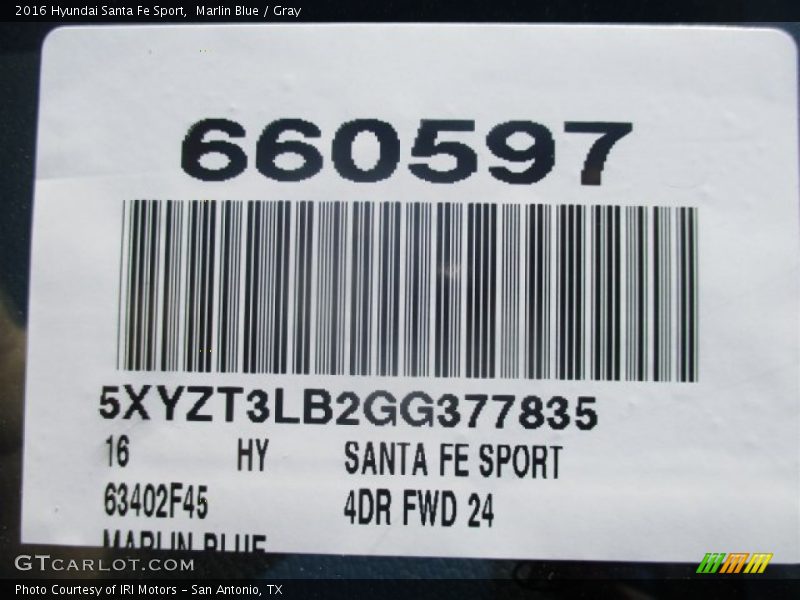 Marlin Blue / Gray 2016 Hyundai Santa Fe Sport