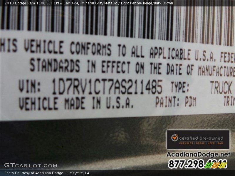 Mineral Gray Metallic / Light Pebble Beige/Bark Brown 2010 Dodge Ram 1500 SLT Crew Cab 4x4