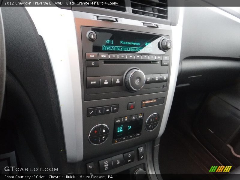 Black Granite Metallic / Ebony 2012 Chevrolet Traverse LT AWD