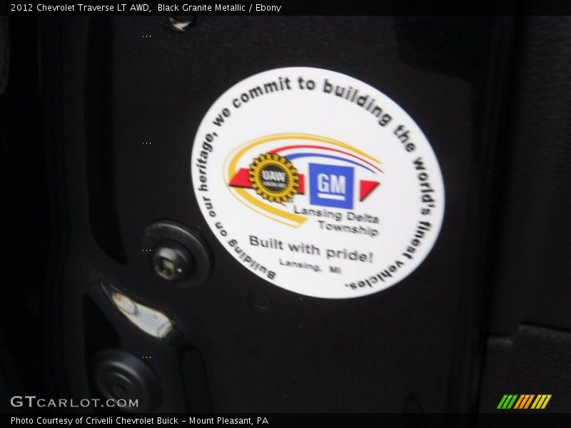 Black Granite Metallic / Ebony 2012 Chevrolet Traverse LT AWD