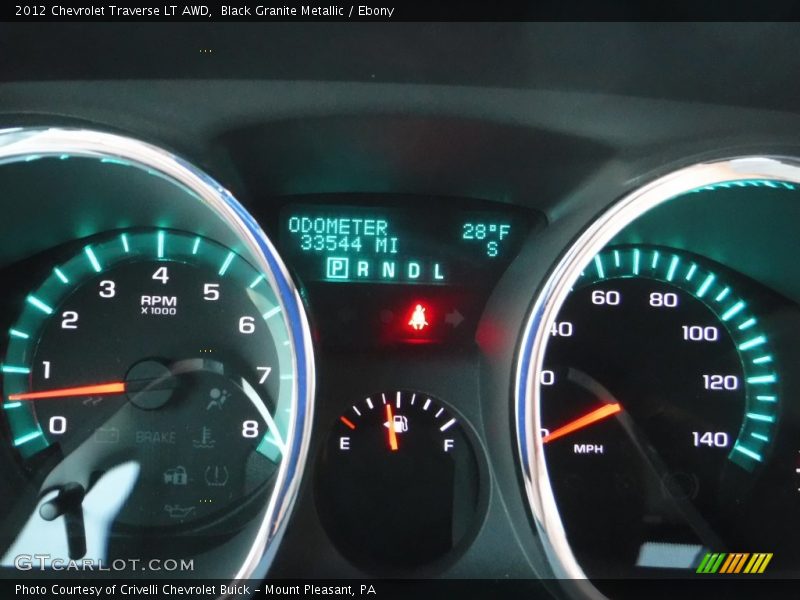Black Granite Metallic / Ebony 2012 Chevrolet Traverse LT AWD