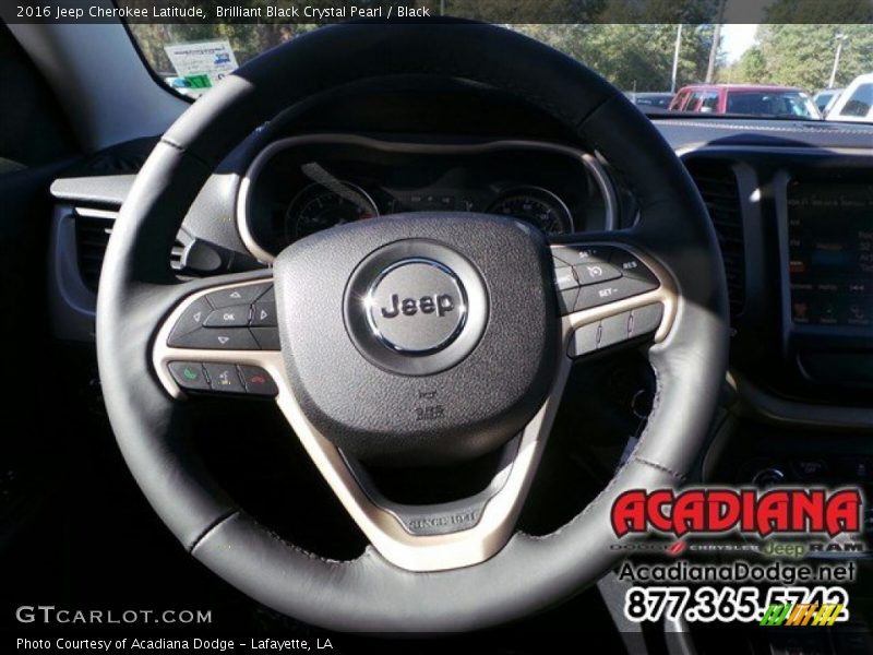 Brilliant Black Crystal Pearl / Black 2016 Jeep Cherokee Latitude