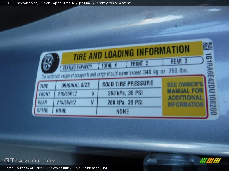 Silver Topaz Metallic / Jet Black/Ceramic White Accents 2013 Chevrolet Volt