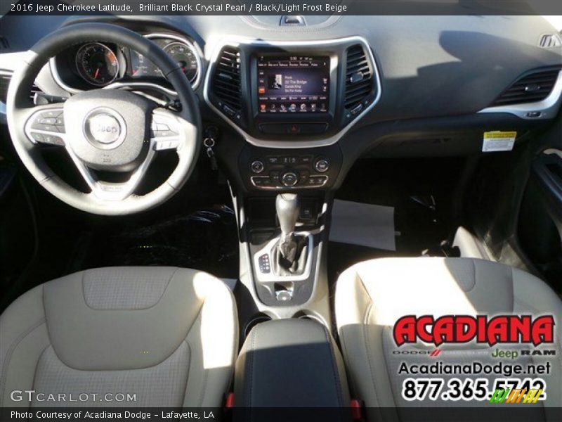 Brilliant Black Crystal Pearl / Black/Light Frost Beige 2016 Jeep Cherokee Latitude