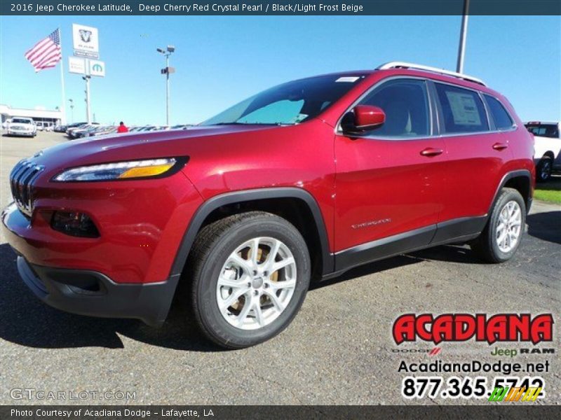 Deep Cherry Red Crystal Pearl / Black/Light Frost Beige 2016 Jeep Cherokee Latitude
