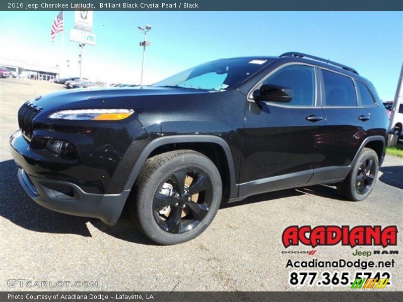 Brilliant Black Crystal Pearl / Black 2016 Jeep Cherokee Latitude