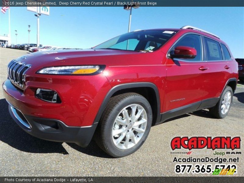 Deep Cherry Red Crystal Pearl / Black/Light Frost Beige 2016 Jeep Cherokee Limited