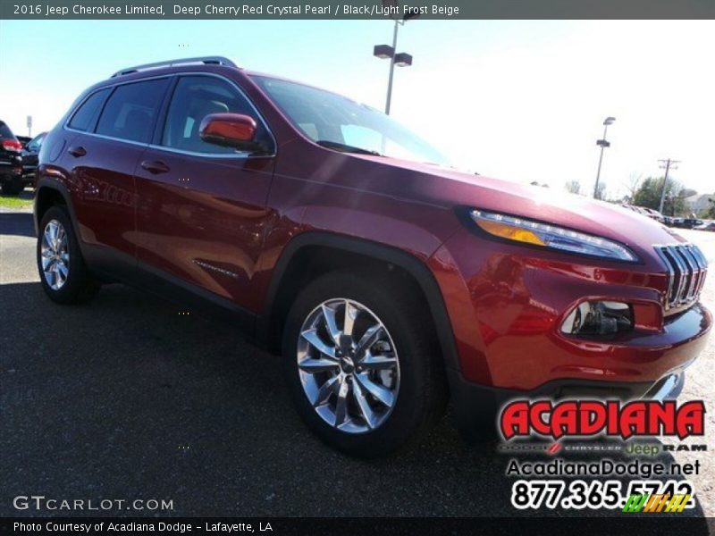 Deep Cherry Red Crystal Pearl / Black/Light Frost Beige 2016 Jeep Cherokee Limited