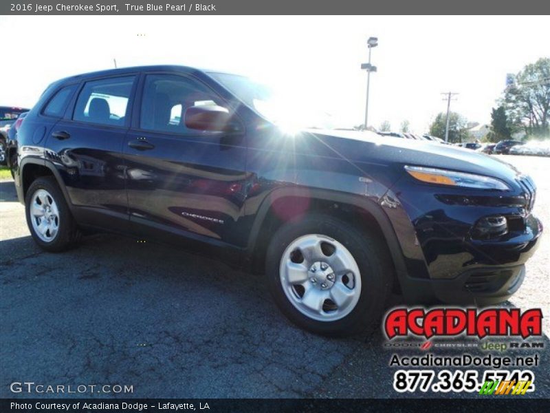 True Blue Pearl / Black 2016 Jeep Cherokee Sport