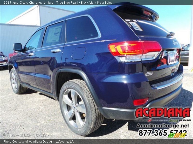 True Blue Pearl / Black/Light Frost Beige 2015 Jeep Grand Cherokee Limited