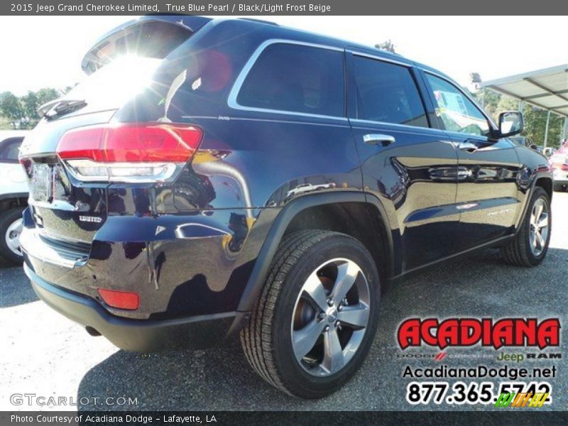 True Blue Pearl / Black/Light Frost Beige 2015 Jeep Grand Cherokee Limited