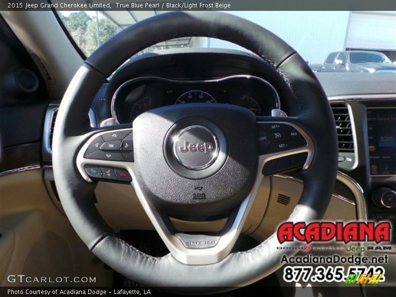 True Blue Pearl / Black/Light Frost Beige 2015 Jeep Grand Cherokee Limited
