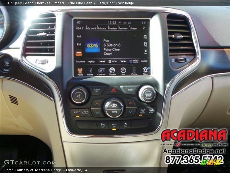 True Blue Pearl / Black/Light Frost Beige 2015 Jeep Grand Cherokee Limited