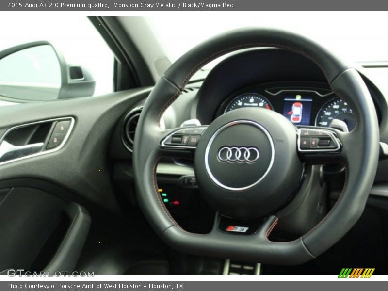 Monsoon Gray Metallic / Black/Magma Red 2015 Audi A3 2.0 Premium quattro