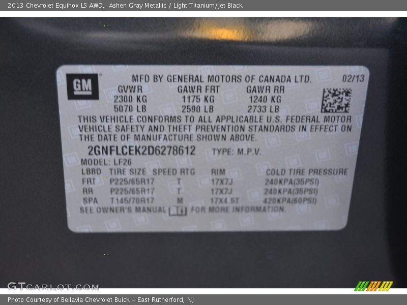 Ashen Gray Metallic / Light Titanium/Jet Black 2013 Chevrolet Equinox LS AWD