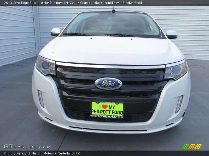 White Platinum Tri-Coat / Charcoal Black/Liquid Silver Smoke Metallic 2013 Ford Edge Sport
