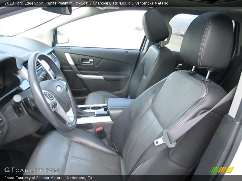 White Platinum Tri-Coat / Charcoal Black/Liquid Silver Smoke Metallic 2013 Ford Edge Sport