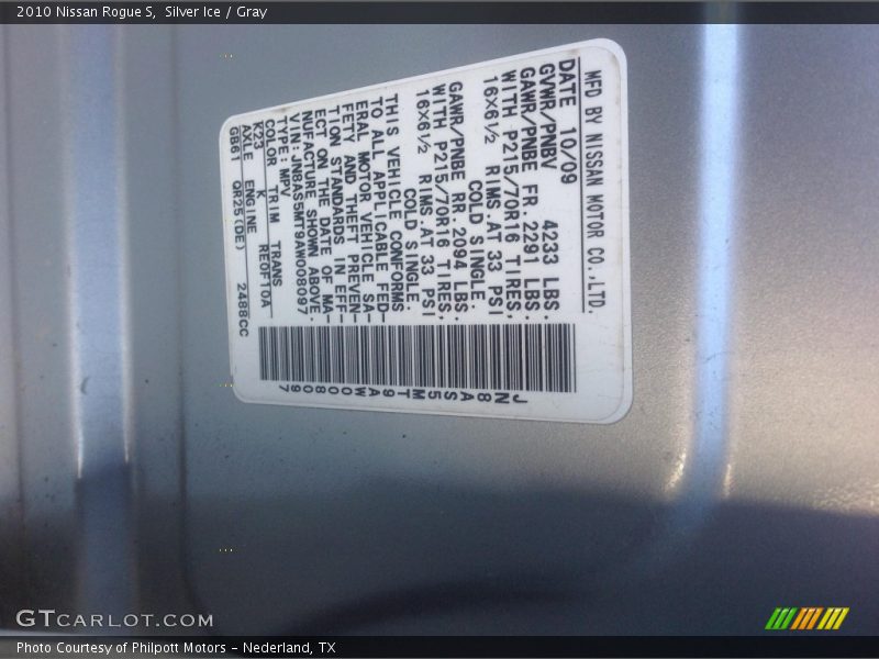 Silver Ice / Gray 2010 Nissan Rogue S