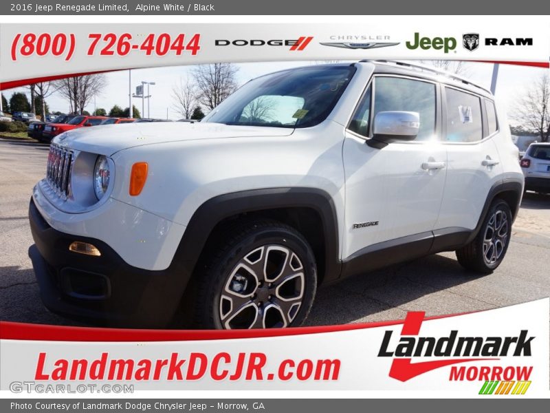 Alpine White / Black 2016 Jeep Renegade Limited
