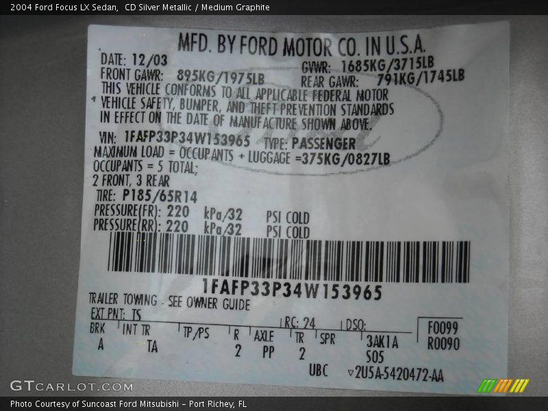 CD Silver Metallic / Medium Graphite 2004 Ford Focus LX Sedan