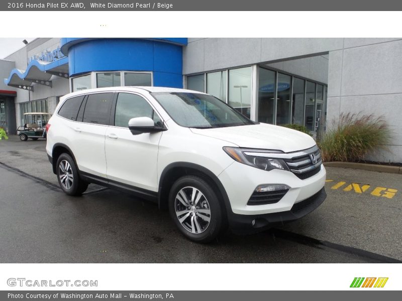 White Diamond Pearl / Beige 2016 Honda Pilot EX AWD