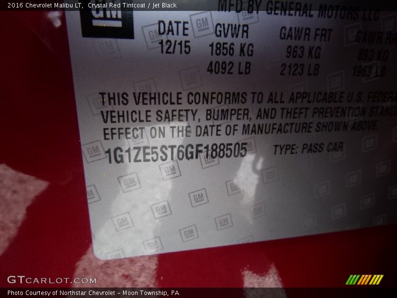 Crystal Red Tintcoat / Jet Black 2016 Chevrolet Malibu LT